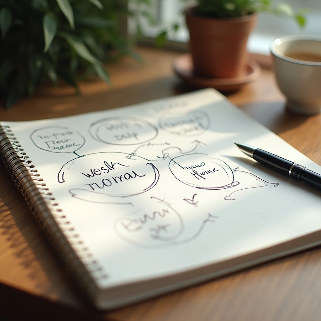 Handschriftliche Notizen zur Planung verschiedener Rollen im Arbeitsalltag